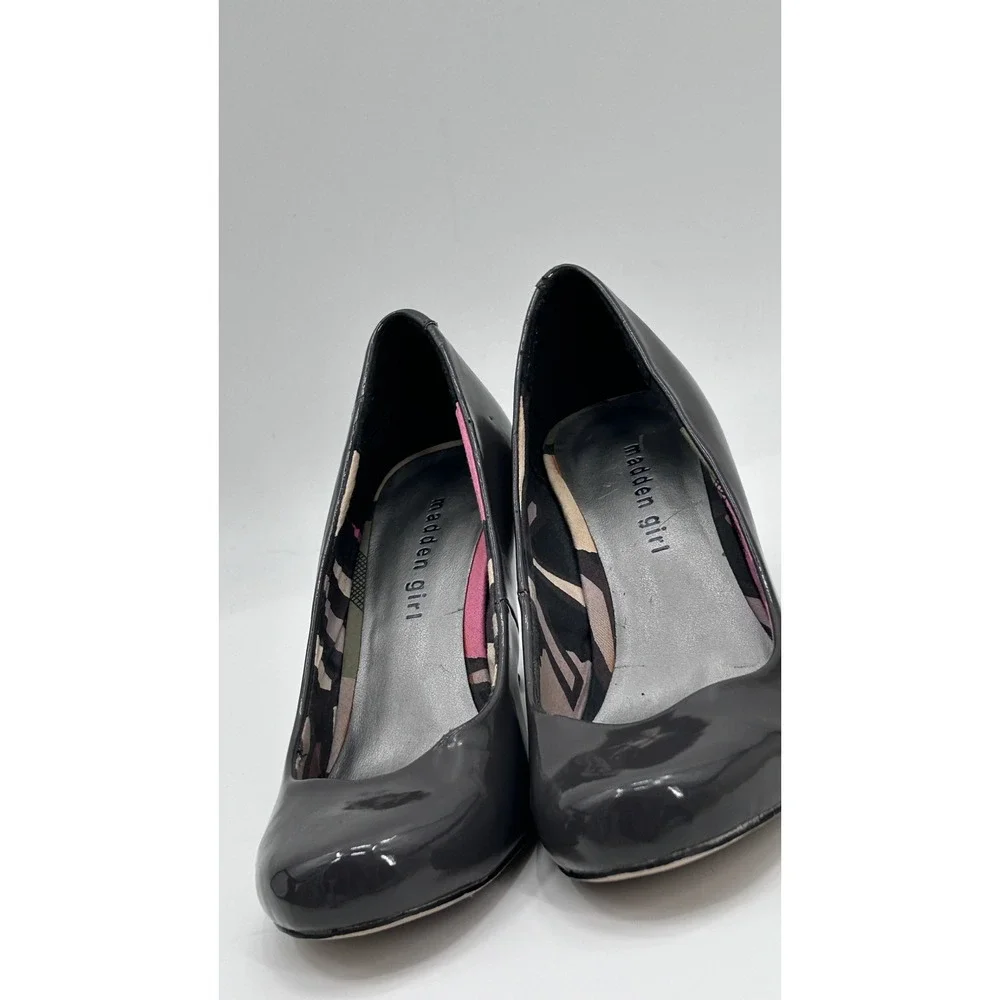 Madden Girl Unifyy Gray Patent Leather Pumps Size 7 Office Siren Parisian Chic